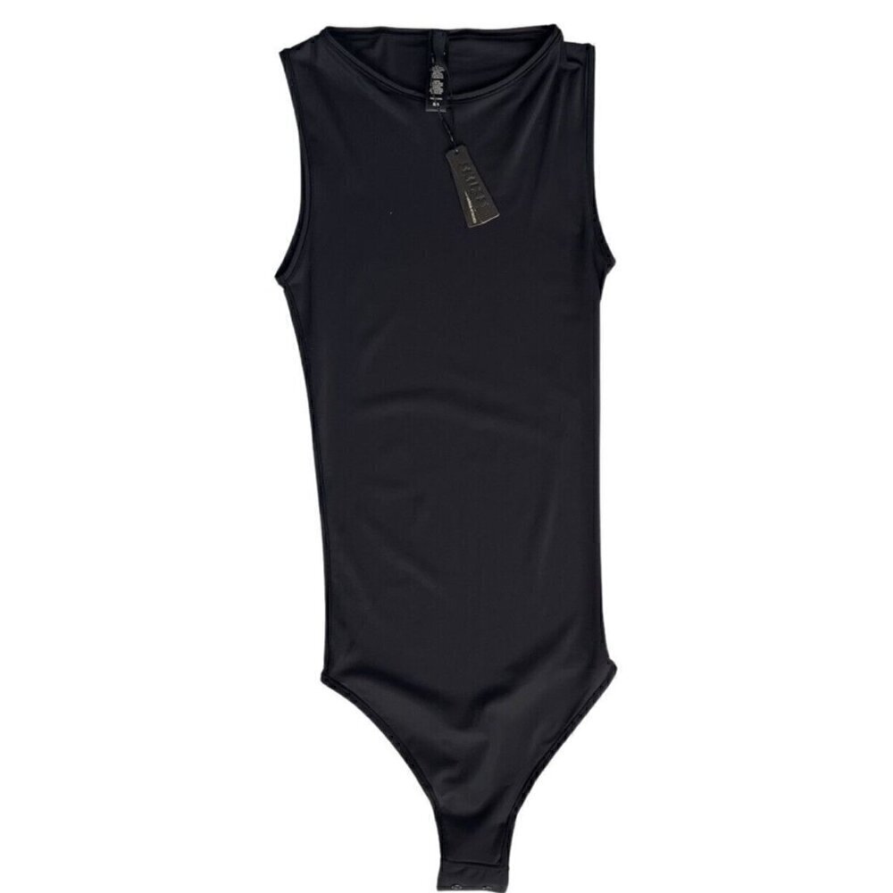 Skims Black Jelly Sheer Crew Neck Bodysuit Sleeveless Bodysuit Size XXS - Picture 4 of 6